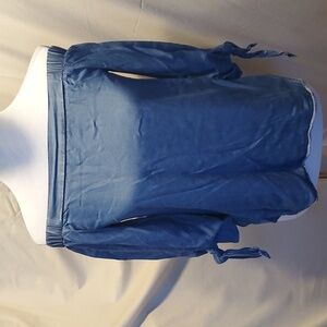 Philosophy Denim Blue Cold Shoulder Blouse SZ XS